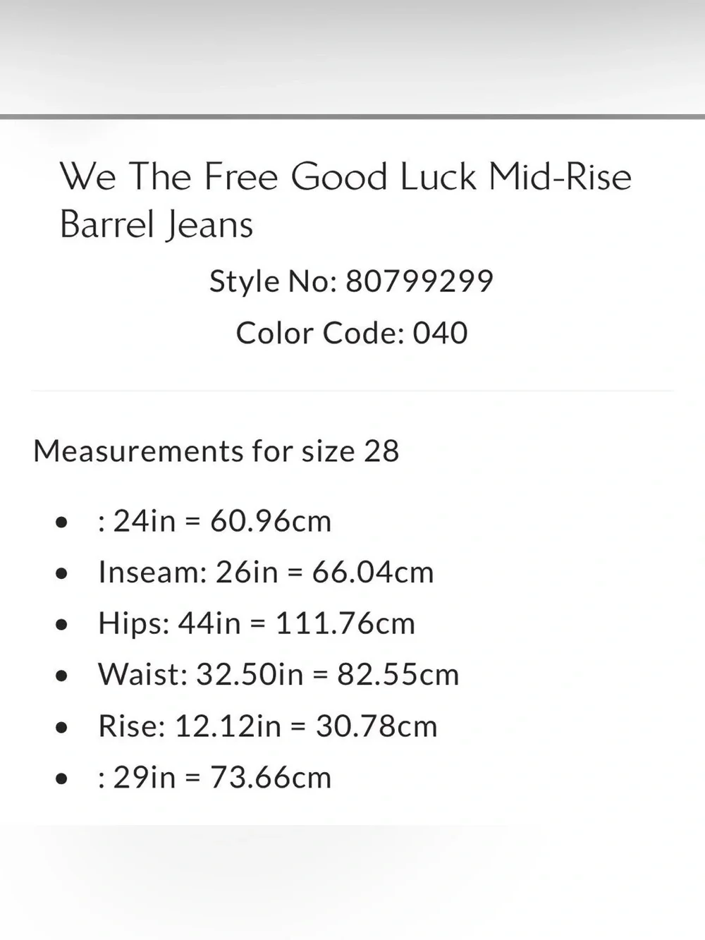 We The Free Good Luck Mid-Rise Barrel Jeans in Ultra Light Beam in 27S NWT